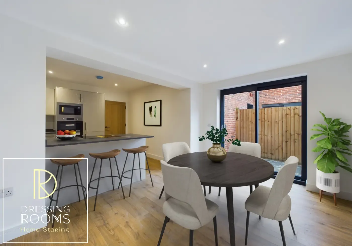 Kitchen dining room digitally staged for property marketing