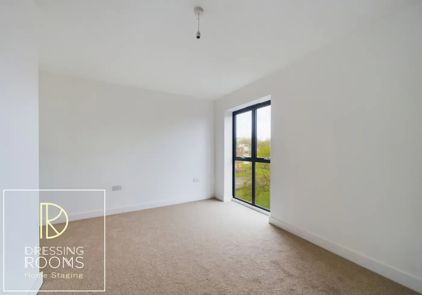 Empty bedroom before virtual staging