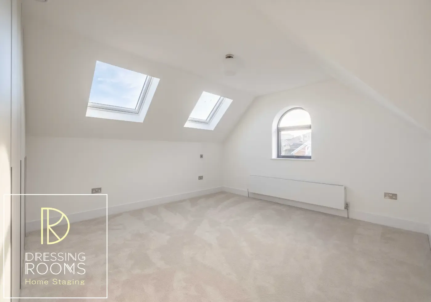 Empty attic bedroom before digital furnishing